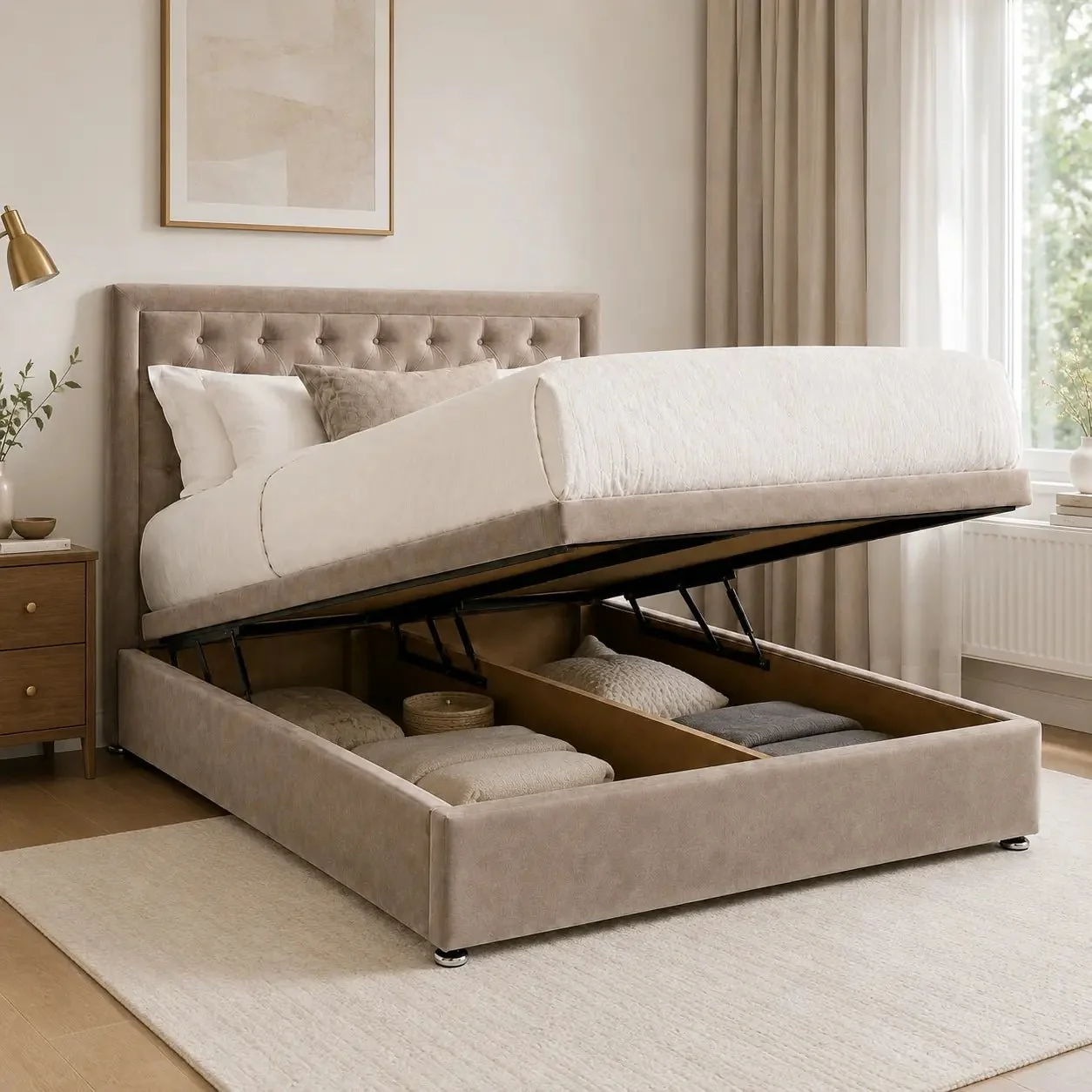 Velora Chesterfield Ottoman Storage Bed